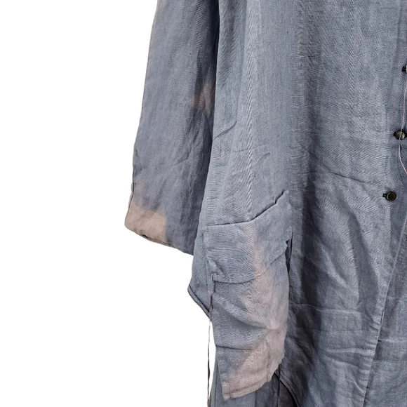 Cynthia Ashby Women's 100% Linen Asymmetrical Lagenlook Coat Oversized Dress - M
